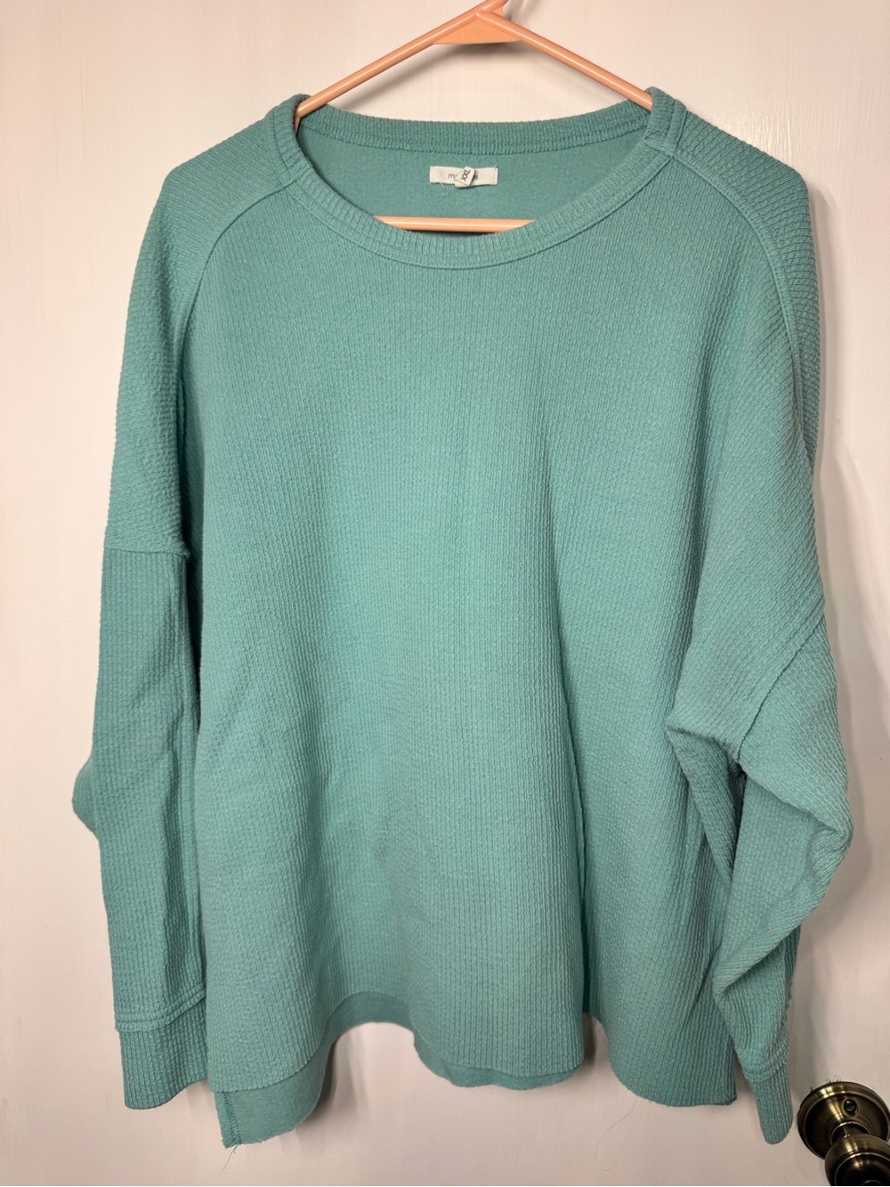 Maurices Seafoam Waffle-Knit Crewneck Sweater